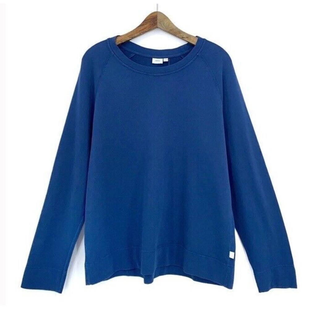 Onia Terri Knit Blue Dave Raglan Sleeve Pullover Crew Neck Relax Coastal XL NEW